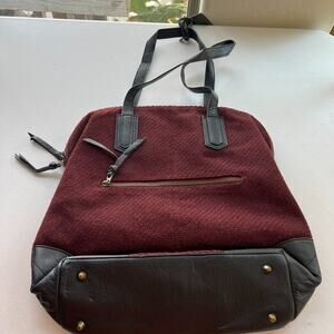 NWT Pistil Bag Women's Burgundy Tote Vegan Leather Wool Blend Floral Lining